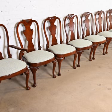 Baker Furniture Historic Charleston Georgian Carved Mahogany Dining Chairs, Set of Eight