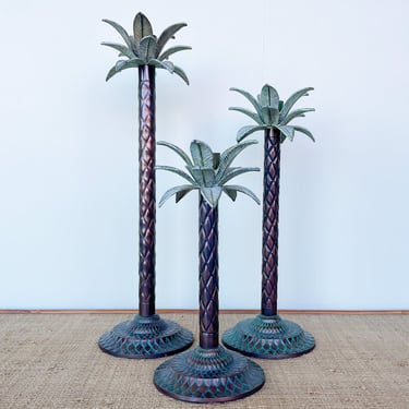 Set of Three Palm Candlesticks