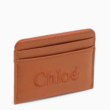 Chloe Sense Brown Leather Card Case Women