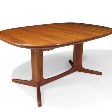 Mid-century Danish Solid Teak Pedestal Dining Table