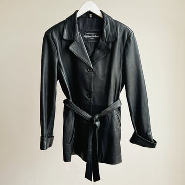 Ink Belted Leather Jacket