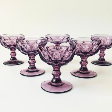 Set of 6 Vintage Provincial Amethyst Coupes by Imperial Glass 