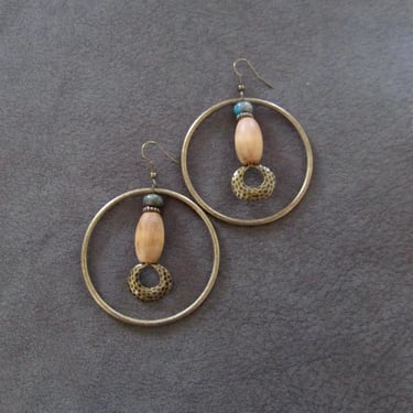 Unique bohemian bronze hoop earrings 