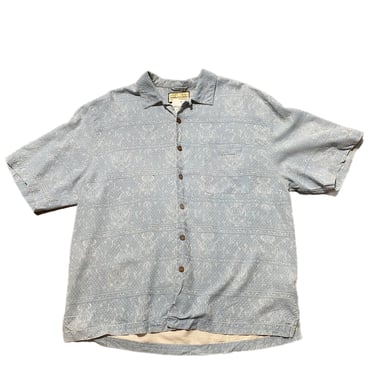(L) Blue Textured Jamaica Jaxx Hawaiian Shirt 070622 RK