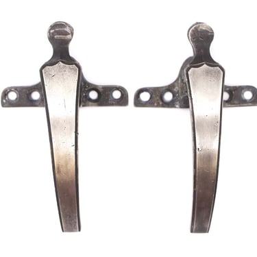 Pair of Brushed Nickel &#038; Black Brass Window Lever Locks