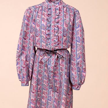 Pink Paisley Belted Dress By Lurie Sport, L