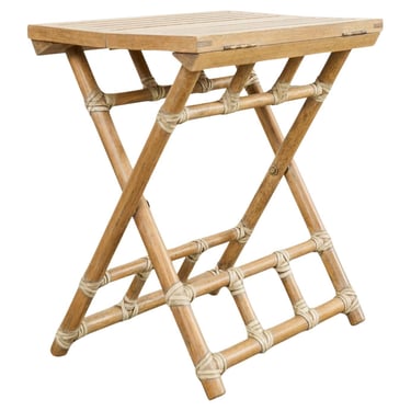 McGuire Rattan Oak Campaign Style Folding Drink Table