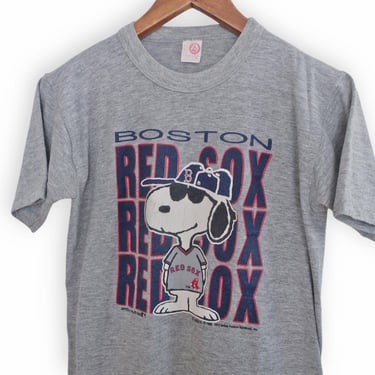 vintage Snoopy shirt / 80s Red Sox shirt / 1980s Joe Cool Boston Red Sox Snoopy grey t shirt Small 