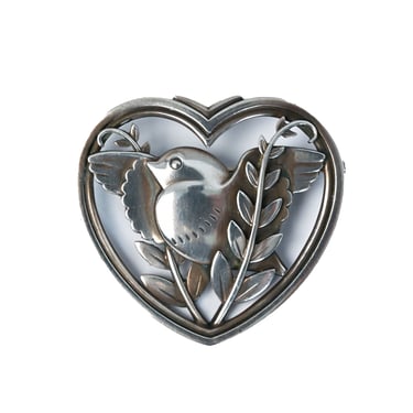 Georg Jensen Bird Heart Brooch # 239 Sterling Silver 