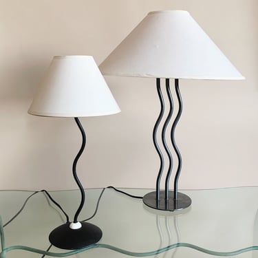 POSTMODERN TABLE LAMP // Memphis Style Wavy Squiggle Table Lamp, One Available, Sold Separately 