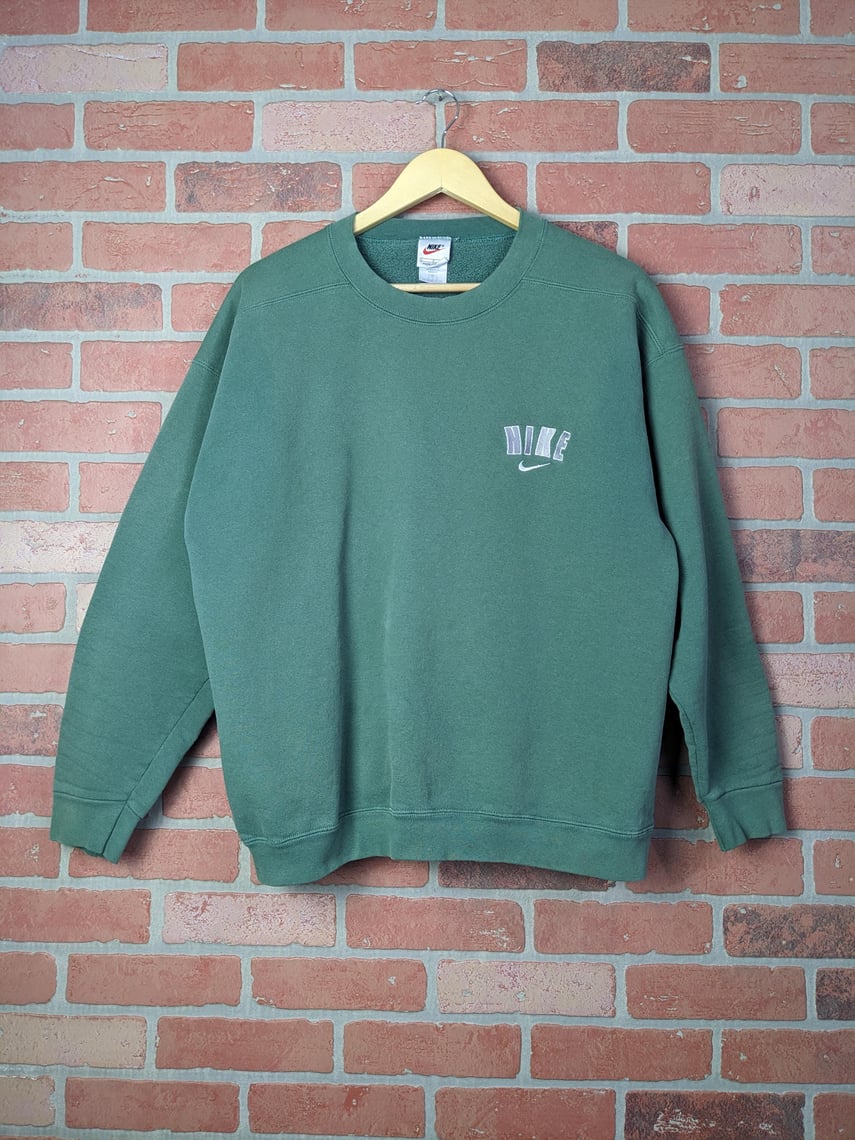 Vintage 90s Embroidered Nike Block Swoosh ORIGINAL Crewneck