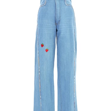 Strawberry Patch Flared Denim Pants