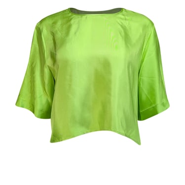 Lapointe - Neon Green Silk Cropped Tee Sz 8