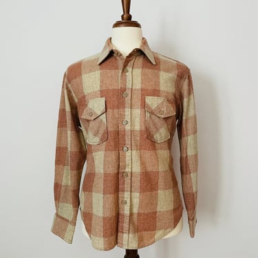 Vintage Van Heusen / Winter Weights / Beige / Sienna / Plaid / Flannel Button Up Shirt / Unisex / FREE SHIPPING 