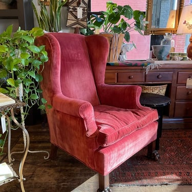 Pair of Velour Wingback Chairs