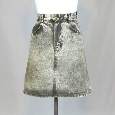 80s Girls' Acid Wash Gray Jean Skirt - 24" waist - Light Black Cotton Denim - Southern Bay - Vintage 1980s 