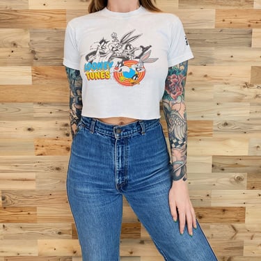 Looney Tunes Six Flags Cropped Vintage Tee Shirt 