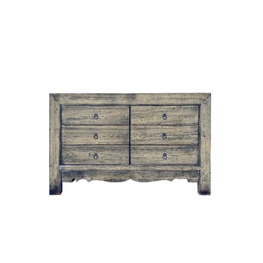 Distressed Light Gray Olive 6 Drawers Credenza Storage Sideboard Cabinet ws4456E 