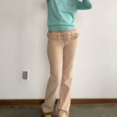 Latte Belted Corduroy Pants (S)