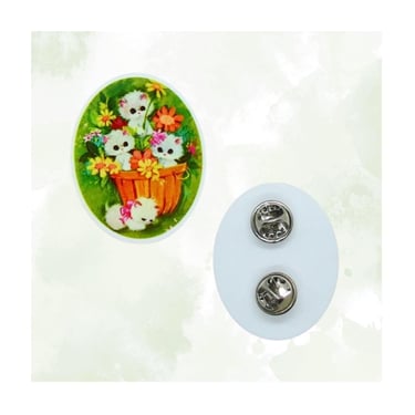 Vintage Kitten Pin - Retro 60s Style Kittens Brooch - Cute Kitsch Cat Accessory 
