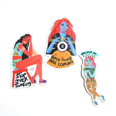 Set of 3 Vinyl Sticker- Positive Affirmation- Self Care Stickers-Hot Girl Summer Stickers 