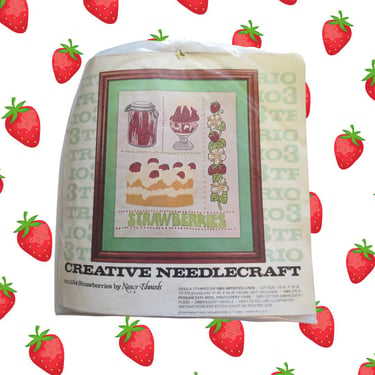 Vintage Strawberry Crewel Kit - 1970s Strawberries Creative Needlecraft Embroidery Project 