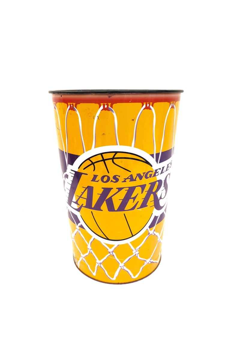 Los Angeles Lakers Metal Wastebasket - NBA Team Trash Can For Office Or Bedroom