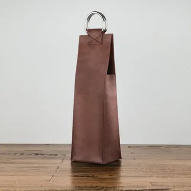 VISK Admiral Faux Leather Single Bottle Wine Tote