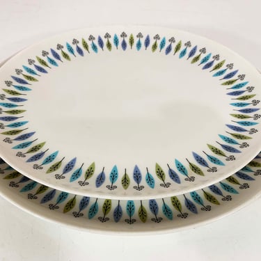 Vintage Pair of Large Serving Platter Plate Dish Mid Century Atomic Aqua Blue Syracuse Nordic Carefree Dinner Party Holidays 1950s 1950s 