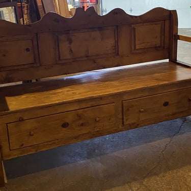 Large Wooden Bench w 2 Storage Drawers