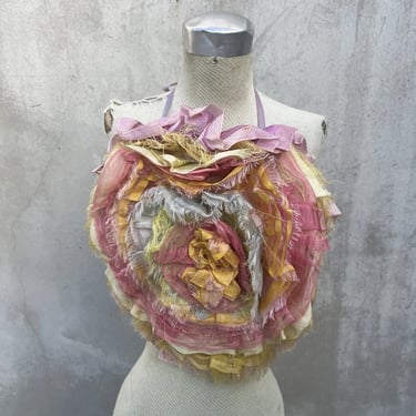 Vintage 1920s 1930s Boudoir Pillow Turned Into Halter Top Colorful  Dress Top