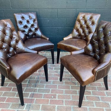 Set of 4 Leather Tufted Chairs