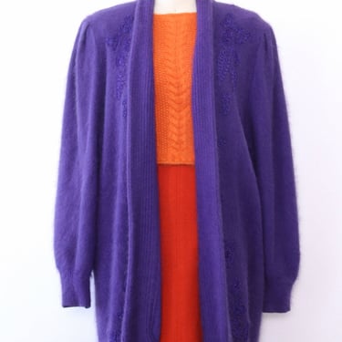 Violet Angora Applique Cardigan L