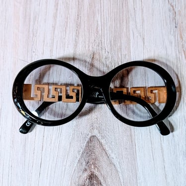Vintage Versace Black Meander Sunglass Frames c1990s 