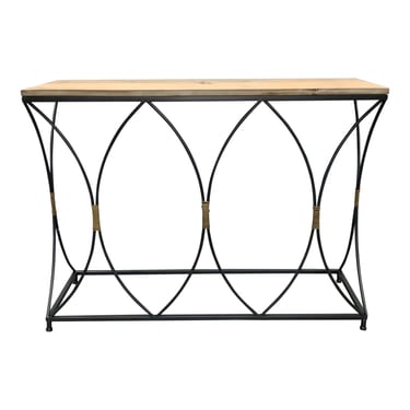 Organic Modern Large Wood and Metal Console Table
