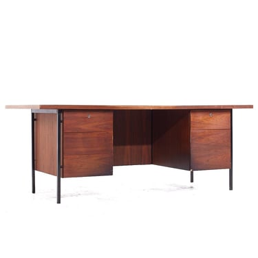 Florence Knoll Mid Century Walnut Executive Desk - mcm 