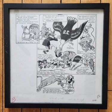 Original Comic Strip Artwork by Vic Johnson, New England Collegiate Sports 