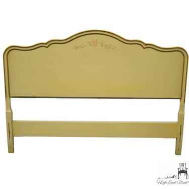 DREXEL FURNITURE Cream / Off White Painted French Provincial Full Size Headboard w. Floral Accents 31780-1 