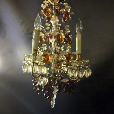 Antique 4 Bulb Glass Fruit Chandelier 17 x 23
