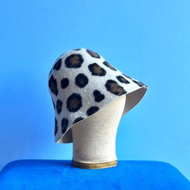 Vintage Hat / Reinhard Plank Leopard Print Bucket Hat / Brown Black 