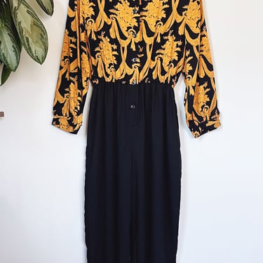 vintage 1980s Andrew Downs black and gold jumpsuit 