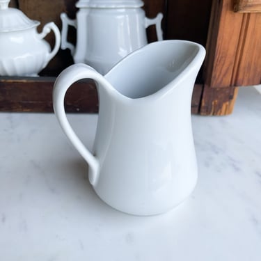 Antique Ironstone Cream Pitcher Creamer Vintage Stoneware Pitcher Tavern Pitcher Milk Jug English Ironstone Long White Pitcher 