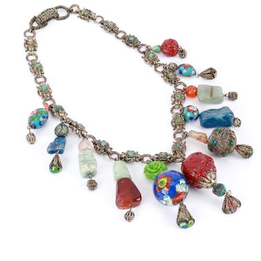 Chinese Import Bead Drop Charm Necklace