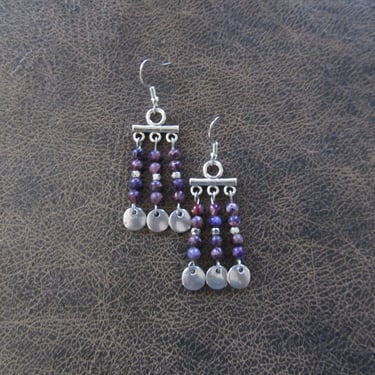 Purple imperial jasper and silver chandelier earrings 