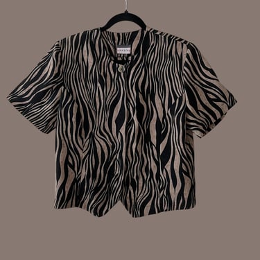 Vintage 80s Animal Print Blouse by Bora Bora, Size Estimate Medium 