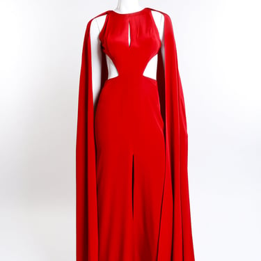 Keyhole Cutout Caped Gown