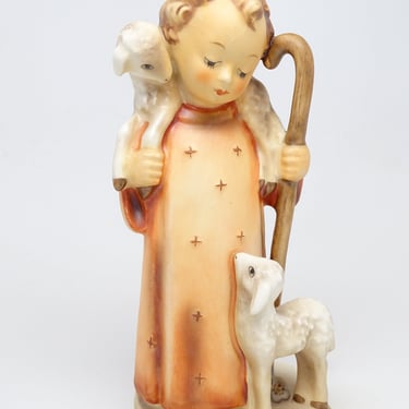 Antique Large 6 1/2 Inch German Hummel Good Shepherd 42/1, Goebel Bee Made in West Germany, Hand Painted for Nativity 
