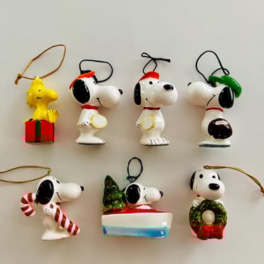 Vintage lot of  7 snoopy ornaments / 50s Christmas ornaments / peanuts snoopy / 60s snoopy ornaments 