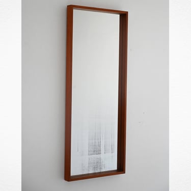 Minimalist Scandinavian Teak Wall Mirror, 1970s Vintage Danish Design with Original Glass 