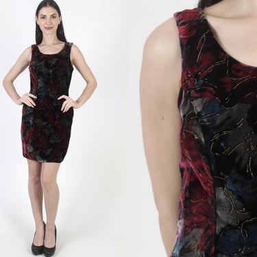 Black Velvet Burnout Dress, 90s Grunge Mini, Y2K Goth Sundress, Open Back Sundress 